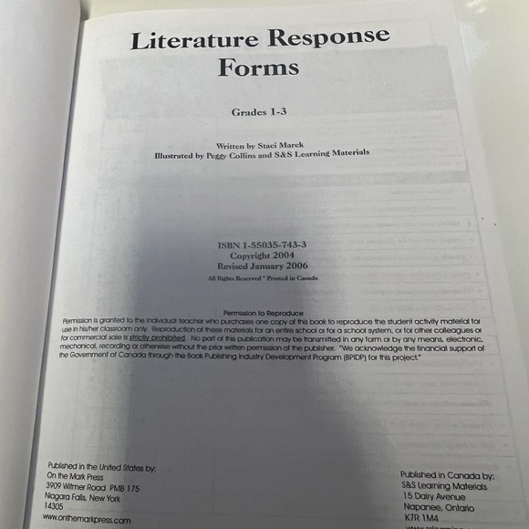 Children Resource Book: Literature Response Forms - Picture 2 of 3